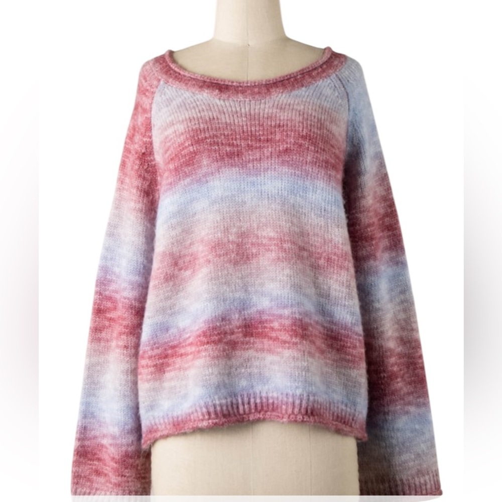 Miracle Scoop Neck Tie-Dye Stripe Pullover Pink & Blue Size Small/Medium Nwt New - Picture 7 of 13